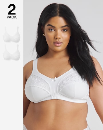 Pretty Secrets (2 Pack) Sally Minimiser Non Wired Bras (C-L) White/White