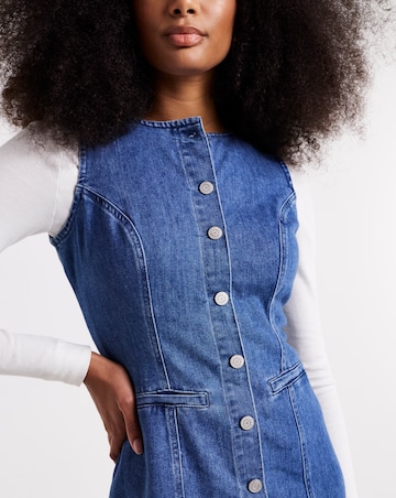 Simply Be Mid Wash Denim Sleeveless Midaxi Dress