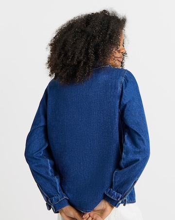 Simply Be Mid Wash Full Collar Denim Shirt