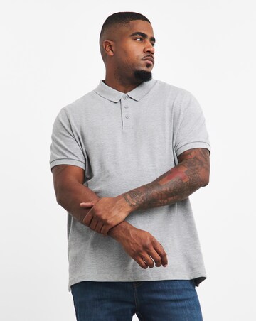 Grey Marl Pique Polo Reg