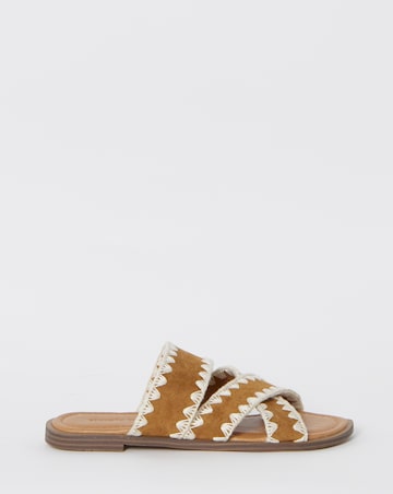 Maude Whipstitch Crossover Flat Sandals - Wide Fit (E)