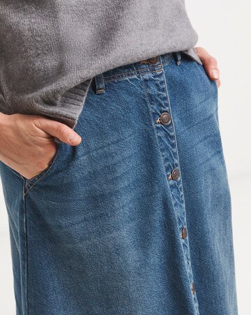 A Line Button Through Denim Midi Skirt