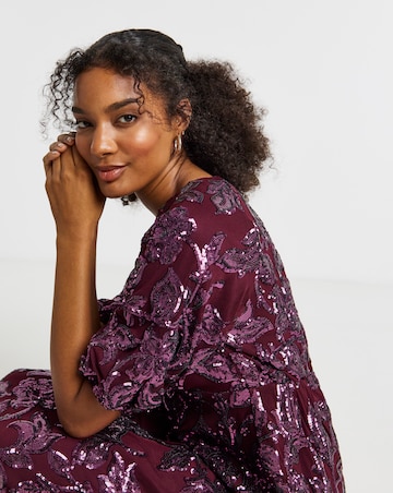 Joanna Hope Floral Sequin Tea Dress