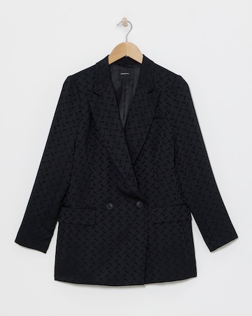 Satin Jacquard Double Breasted Blazer