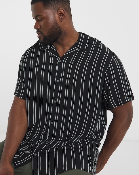 Jack & Jones Jeff Stripe Resort Shirt - Black