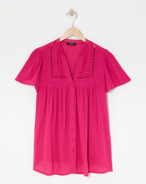 Crinkle Ladder Insert Blouse