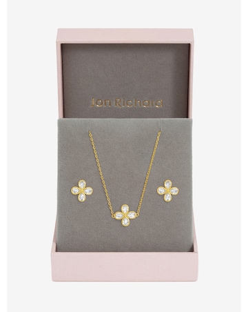 Jon Richard Gold Plated and Crystal Flower Bridal Set - Gift Box
