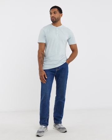 Pure Cotton Grandad T-Shirt Long- Light Blue