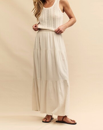 Nobody's Child Cream Linen-blend Tiered Maxi Skirt