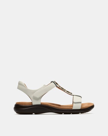 Clarks White Kitly Gem Leather Sandals - Wide Fit (E)