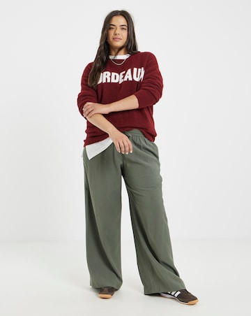 Simply Be Brushed Yarn Burgundy Slogan Knitted Crew Neck Jumper