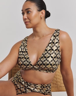 JD Williams Gold Foil Fan Print Bikini Set