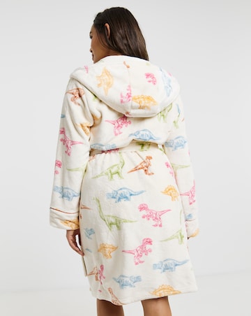 Chelsea Peers Dinosaur Print Fleece Hooded Dressing Gown