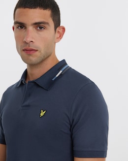 Lyle &amp; Scott Short Sleeve Striped Tipped Polo - Navy