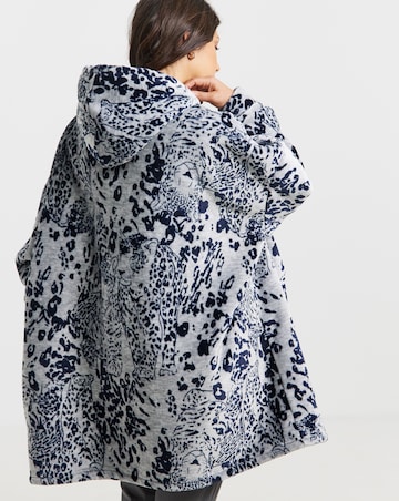 Oversized Leopard Print Fleece Hooded Lounge Dress