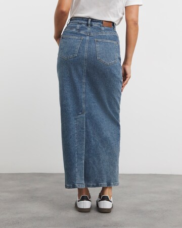 Stone Blue Column Maxi Skirt