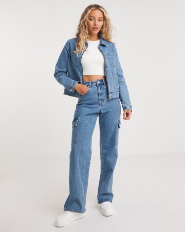 Zip Front Bright Blue Denim Jacket