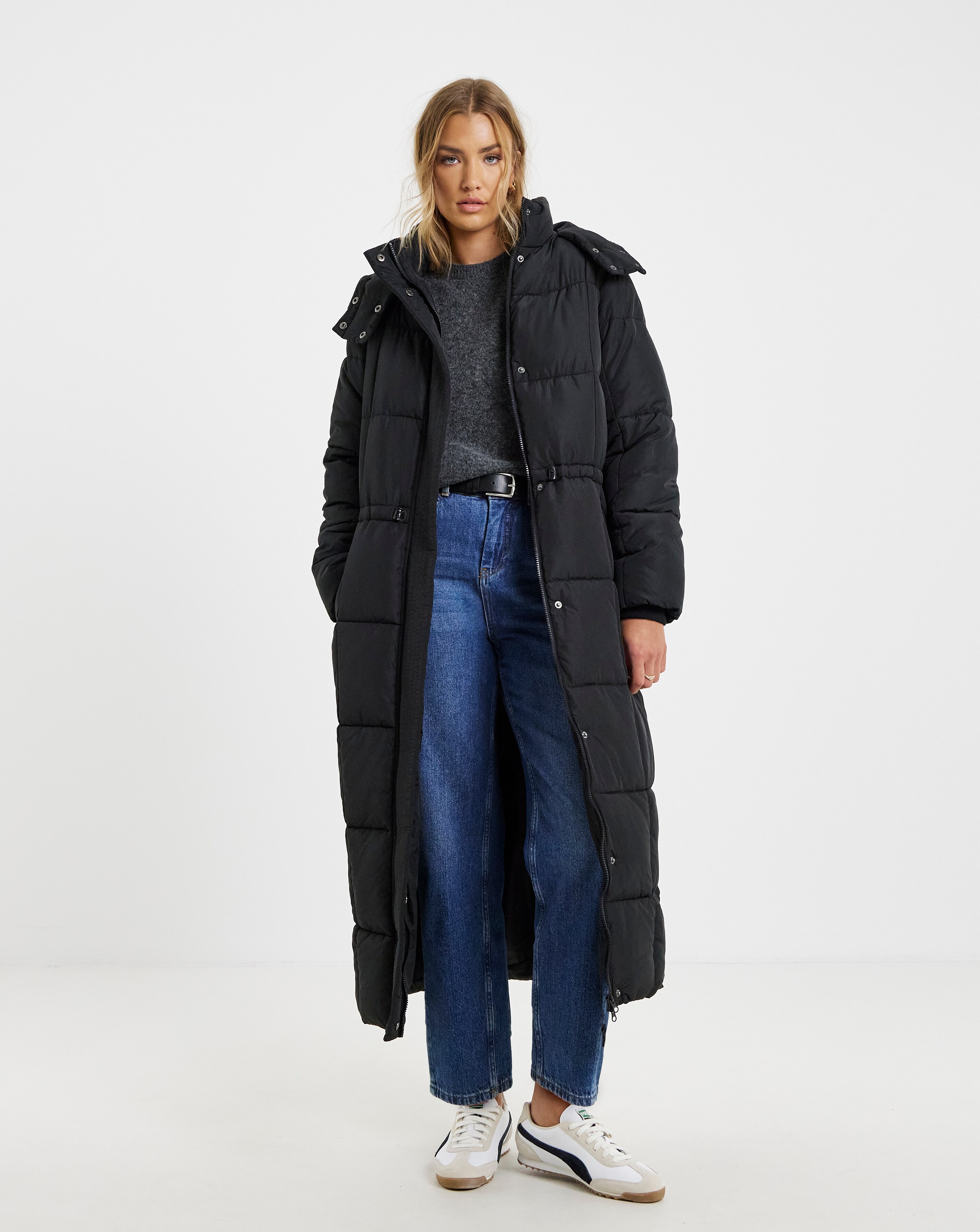 Black Padded Maxi Duvet Coat