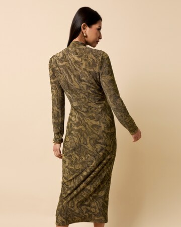 Little Mistress Gold Print Lurex Midaxi Dress