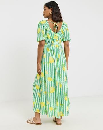 Twisted Wunder Striped Fruit Print Maxi Dress