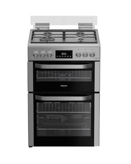 Hotpoint HDG6GDCWX 60cm Gas Double Cooker with Glass Lid Stainless Steel Install