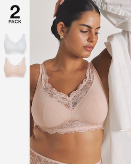 Pretty Secrets (2 Pack) New Ella Full Cup Non Wired Bras (B-G) Blush/White