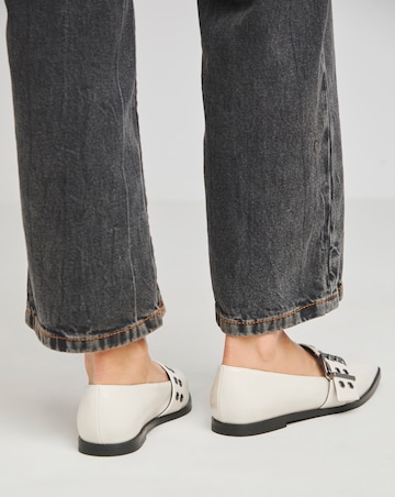 Oslo Hardware Mary Jane Pointy Toe Flat Shoes Wide E Fit