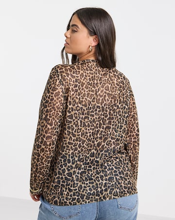 Simply Be Leopard Print Mesh Jersey Cardigan