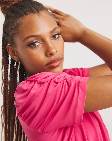 Pink Luxe Jersey Ruched Sleeve Top
