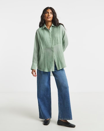 Sage Pintuck Tuxedo Shirt