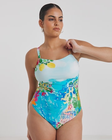 Simply Be Positano Print Bandeau Swimsuit