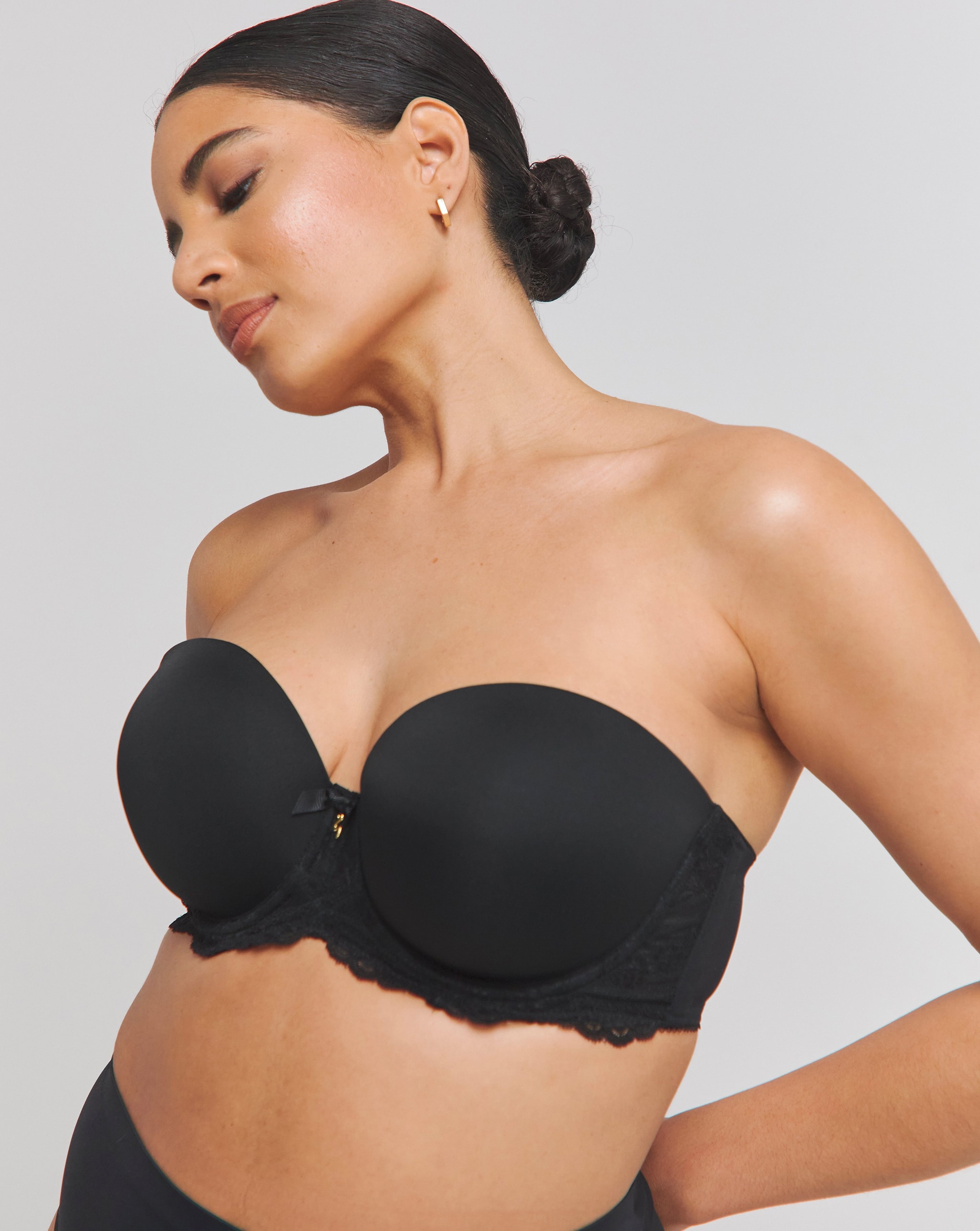 A woman wearing black multiway bra