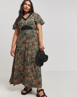 Joe Browns Jersey Contrast Floral V Neck Maxi Dress