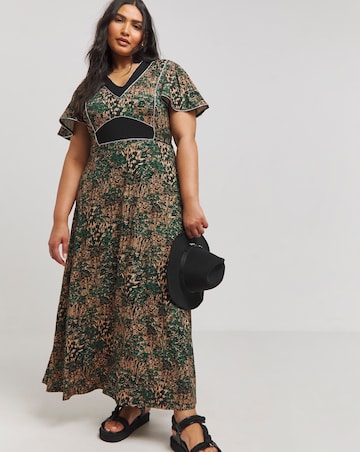 Joe Browns Jersey Contrast Floral V Neck Maxi Dress