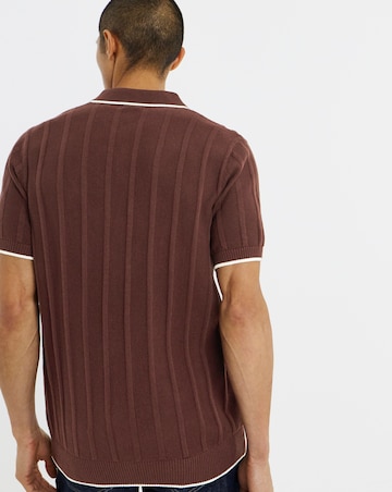 Button Through Texture Knitted Polo