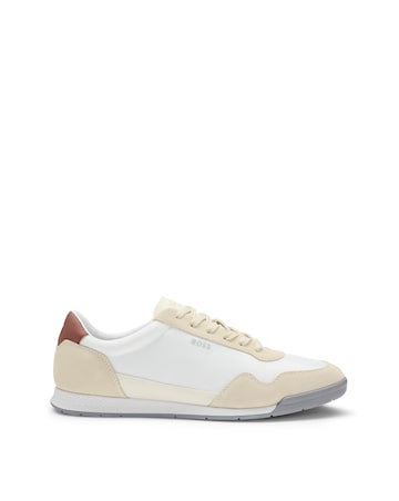 BOSS Titanium Suede & Leather Trainer - White