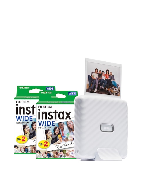 Fujifilm Instax Link Wide Printer with 40 Shot Film Pack - Ash White