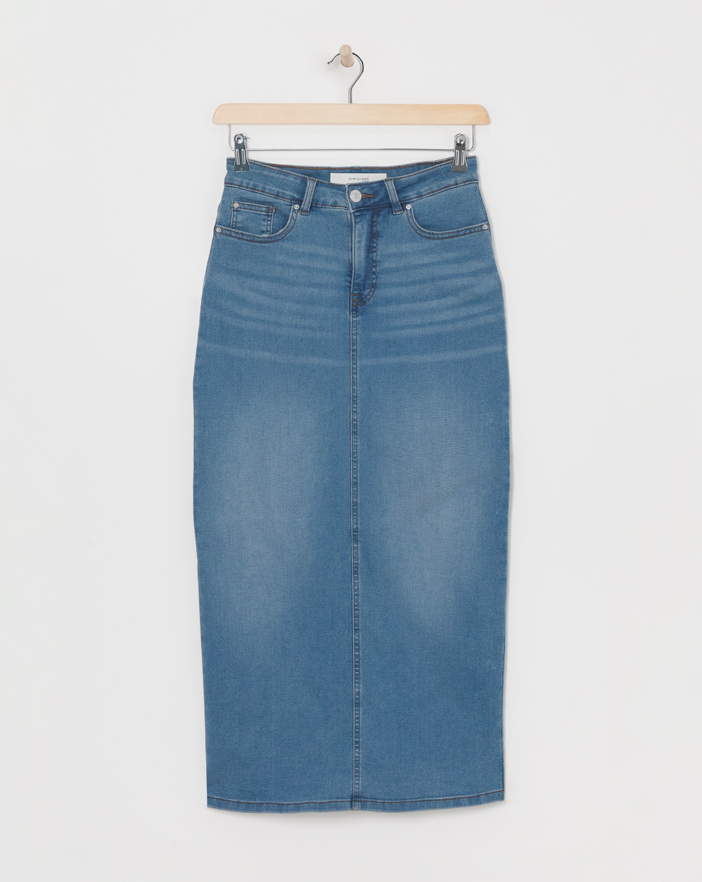 Blue High Waist Super Soft Denim Maxi Skirt