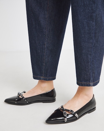Livorno Pointed Buckle Detail Ballerina Wide E Fit