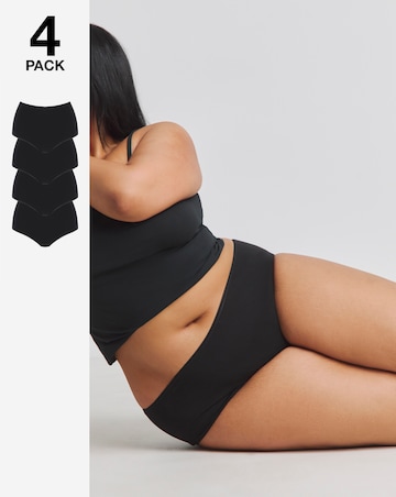 Pretty Secrets (4 Pack) Cotton Full Fit Knickers Black