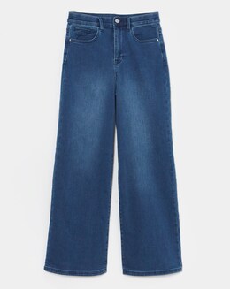 Mid Wash Cosy Finish Wide Leg Jeans