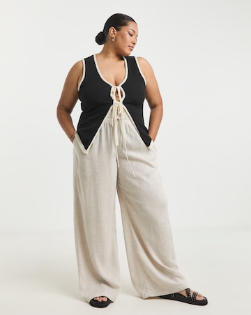 Simply Be Black & White Contrast Tie Front Waistcoat Co-Ord