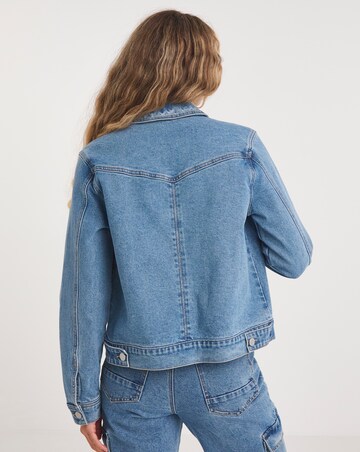 Zip Front Bright Blue Denim Jacket