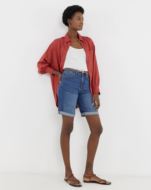 Mid Blue 24/7 Knee Denim Shorts
