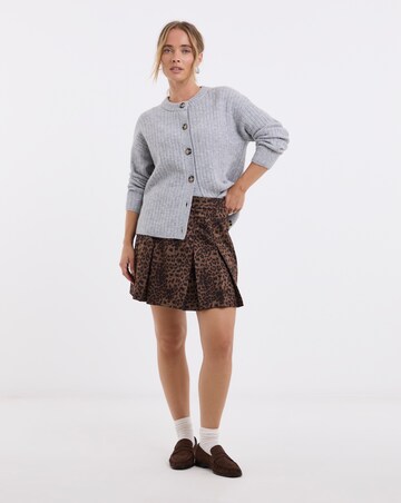 Cosy Yarn Grey Marl Crew Neck Ribbed Cardigan