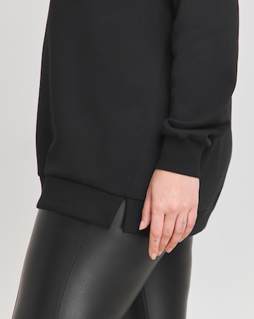 Black Raglan Sleeve Longline Sweatshirt
