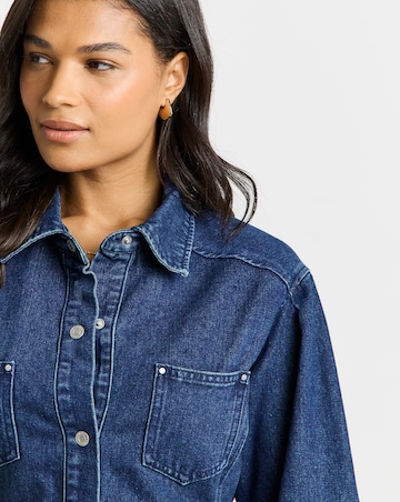 Simply Be Dark Wash Belted Oversized Shirt Dress