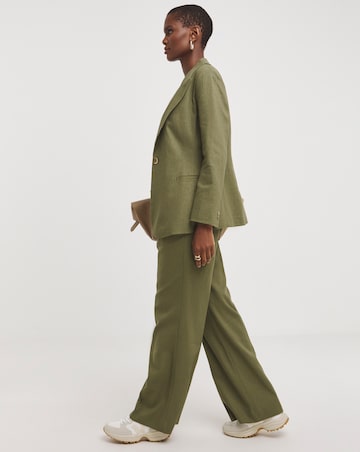 Linen Pleated Wide Leg Trousers