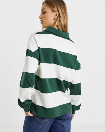 Stripe Polo Neck Sweatshirt