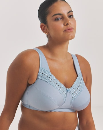 Miss Mary of Sweden Broderie Anglaise Cotton Non Wired Bra Blue